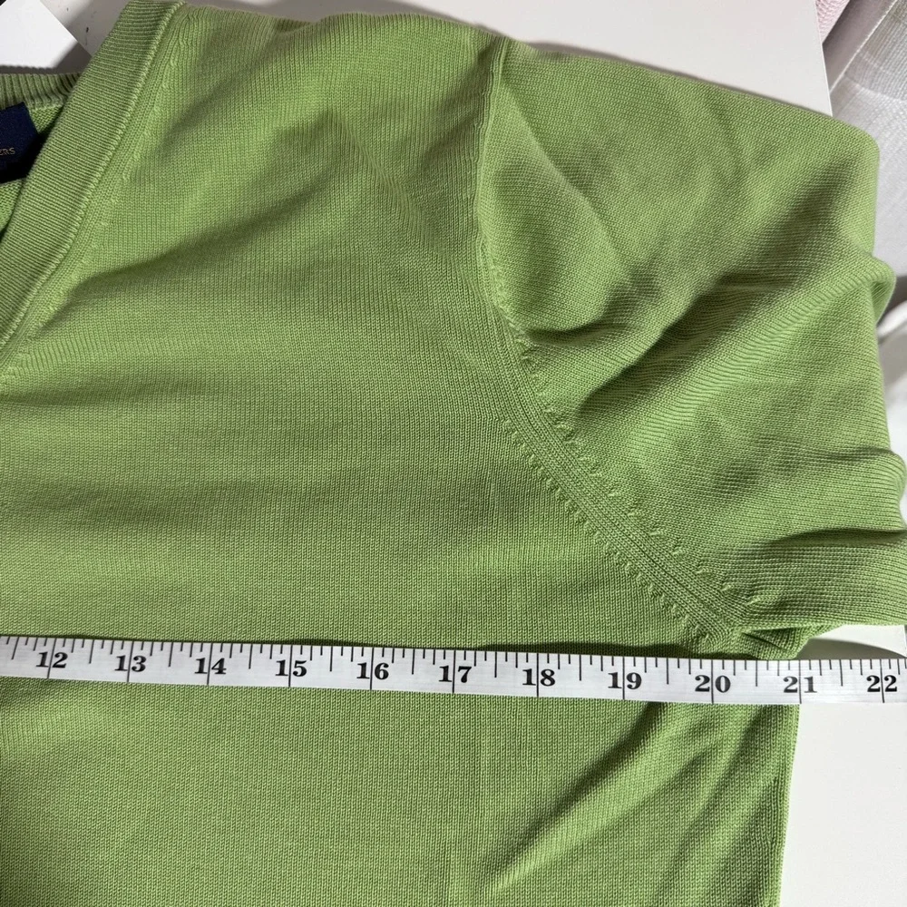 Brooks Brothers 346 Silk Cotton V‑Neck Sweater M Men’s Green.Preppy/minimalist